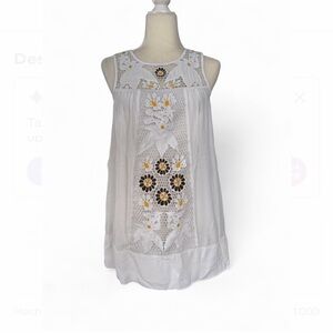 White Sleeveless Embroidered Top